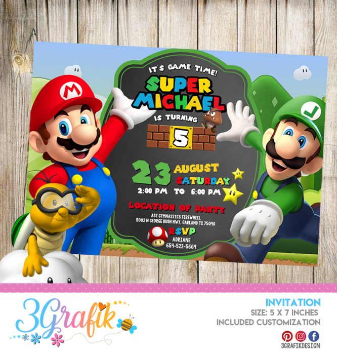 Super Mario Bros Invitation