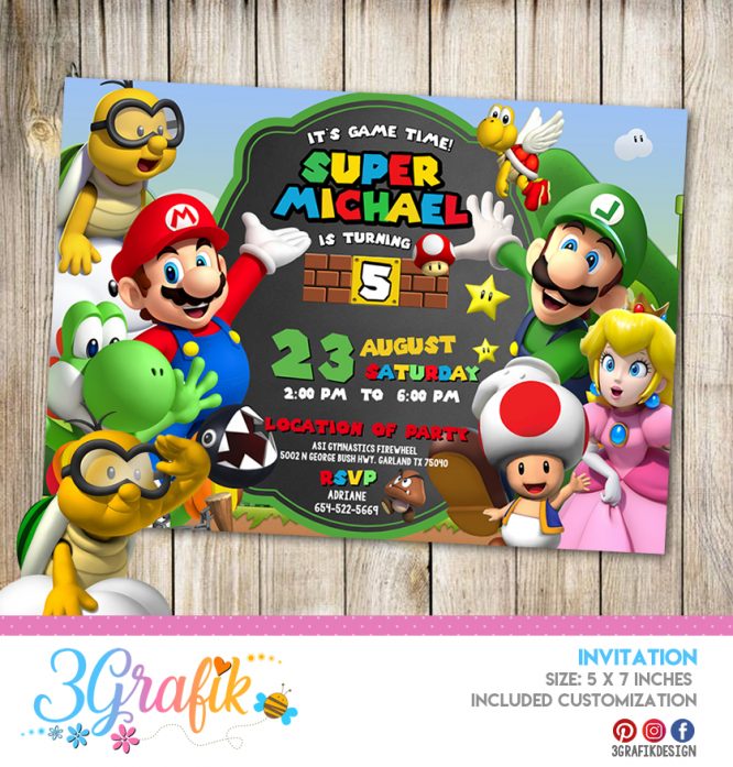 Super Mario Bros Invitation