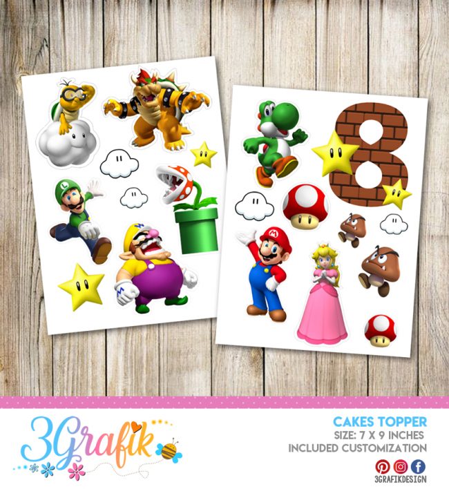 ▷ Super Mario Bros Cake Topper Printable