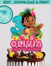 Moana Themed Cake Topper | Personalized Party Decoration for Ocean Adventure Birthday