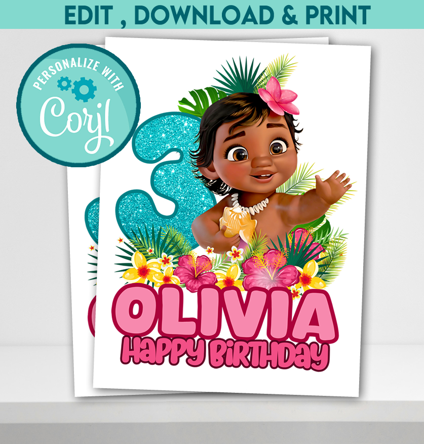 Moana Themed Cake Topper | Personalized Party Decoration for Ocean Adventure Birthday
