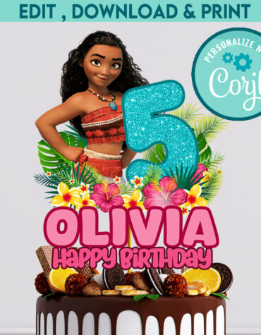 Moana Themed Cake Topper | Personalized Party Decoration for Ocean Adventure Birthday