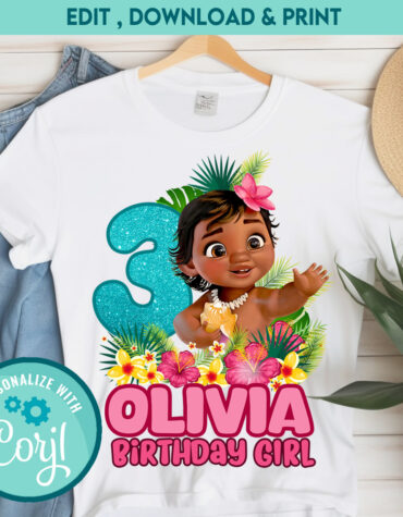 Moana Baby Birthday Iron On Transfers | Custom DIY Party Shirt & Outfit Decoration