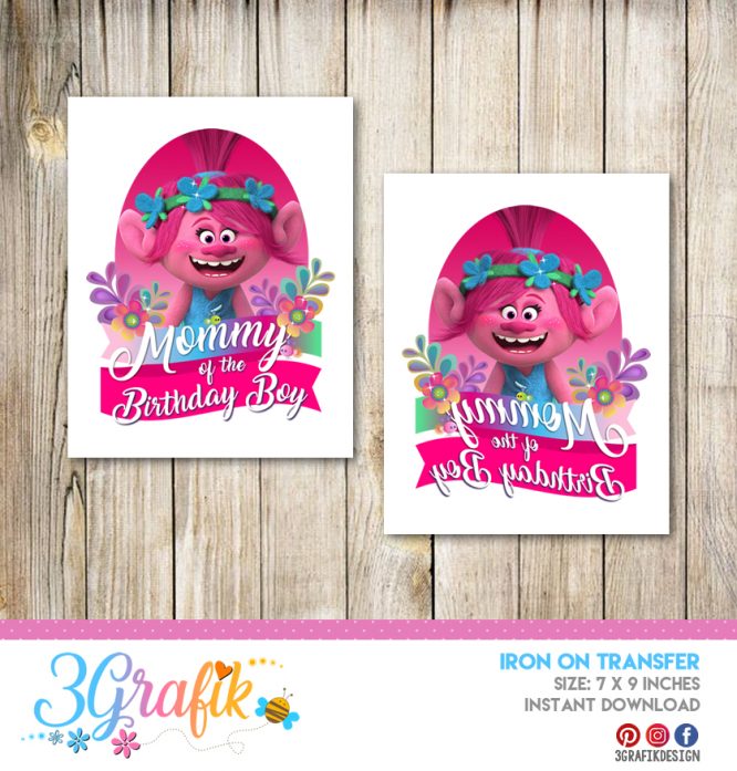 Trolls Mommy of the Birthday Boy – Iron on Transfer – Printable