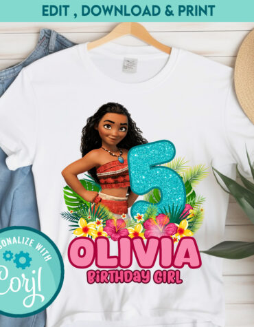Personalized Moana Birthday Iron On Transfers | Custom DIY Party Shirt & Outfit Decoration