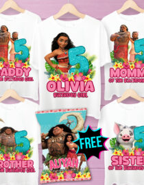 Personalized Moana Birthday Iron On Transfer Family | Custom DIY Party Shirts for Tropical Celebration