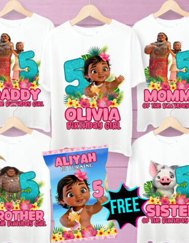 Moana Baby Birthday Iron On Transfer Family | Custom DIY Party Shirts for Tropical Celebration