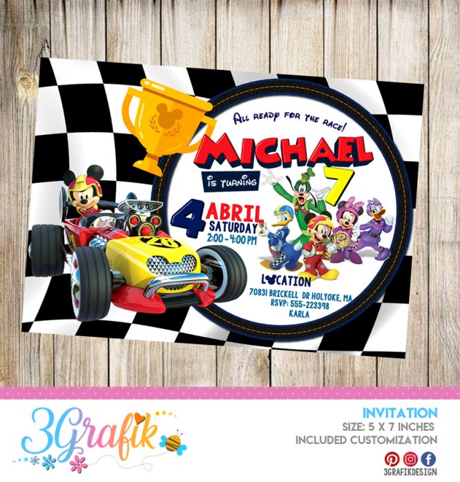 Mickey And The Roadster Racers – Invitation – Printable