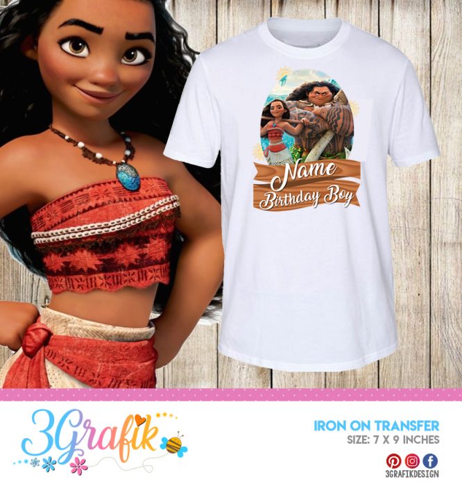 Moana - Name of the Birthday girl – Iron on Transfer – Printable