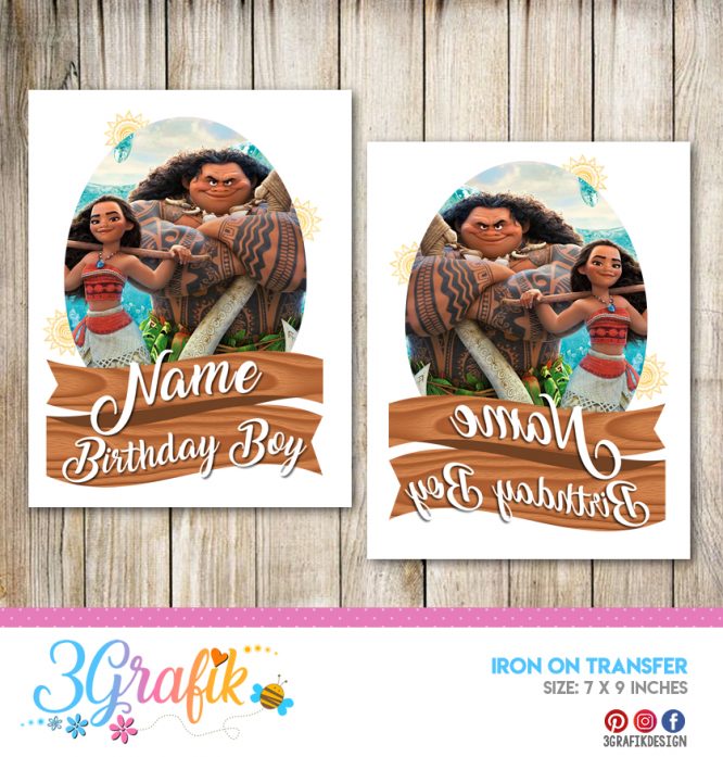 Moana - Name of the Birthday girl – Iron on Transfer – Printable