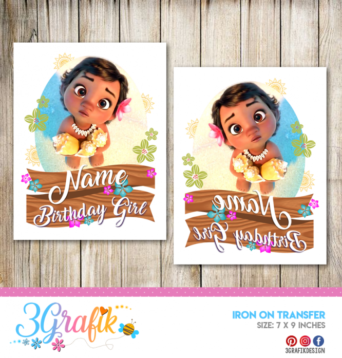 Moana - Name of the Birthday girl – Iron on Transfer – Printable