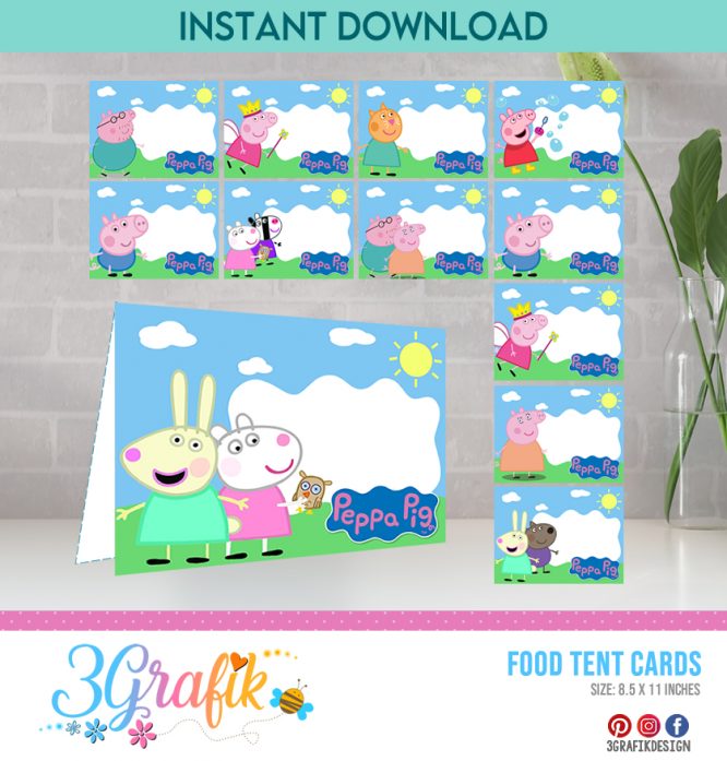 Peppa Pig Food Tent Cards Printable