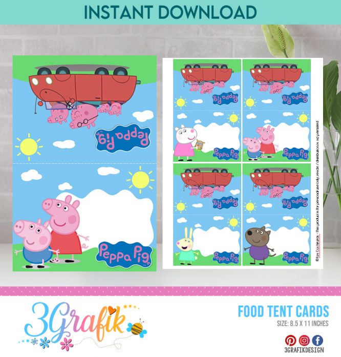 Peppa Pig Food Tent Cards Printable