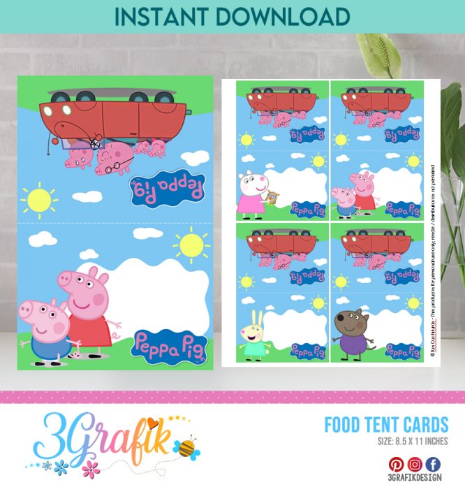 Peppa Pig Food Tent Cards Printable
