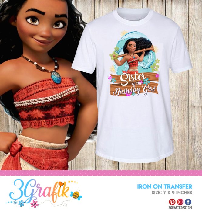 Moana - Sister of the Birthday girl – Iron on Transfer – Printable
