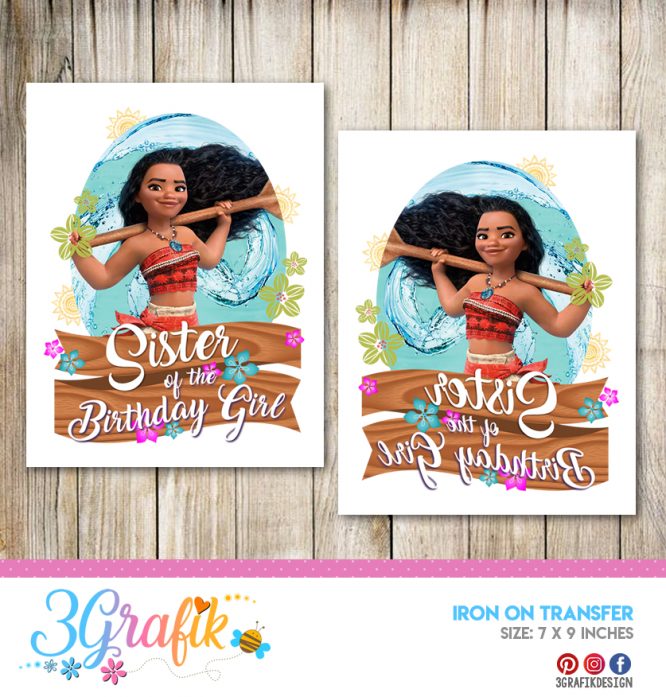 Moana - Sister of the Birthday girl – Iron on Transfer – Printable