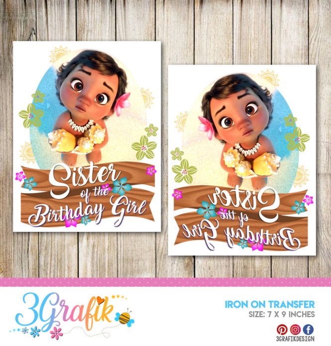 Moana - Sister of the Birthday girl – Iron on Transfer – Printable