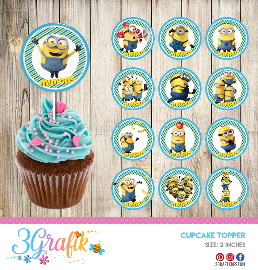 Minios – Cupcakes Topper – Printable - 3Grafik