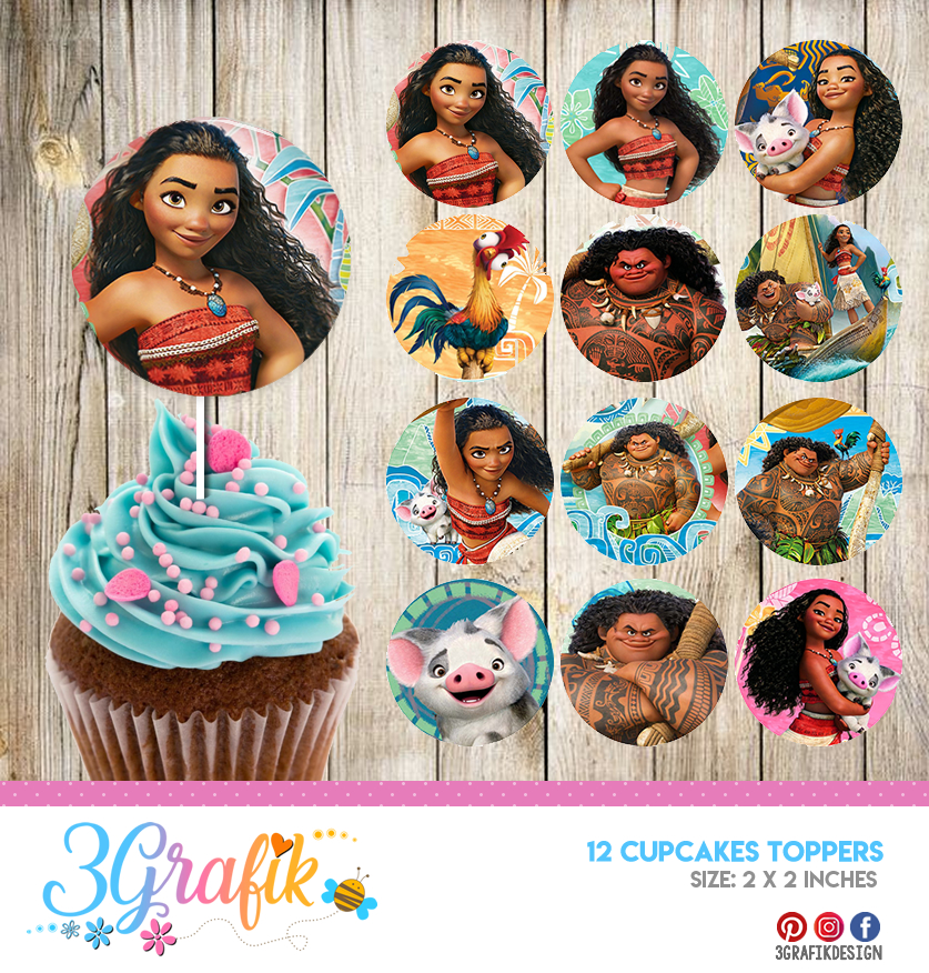 Moana Cupcake Topper Printable 3grafik