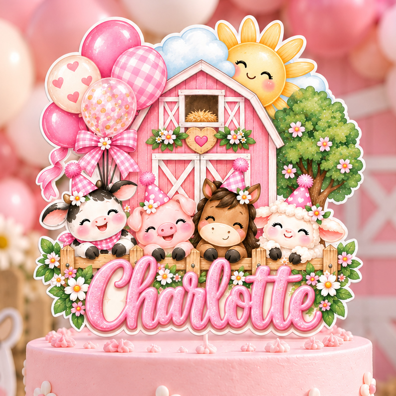 Personalized Farm Cake Topper