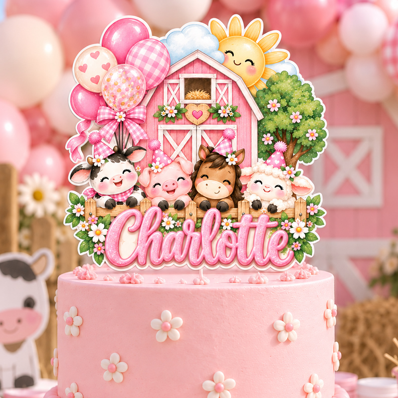 Personalized Farm Cake Topper