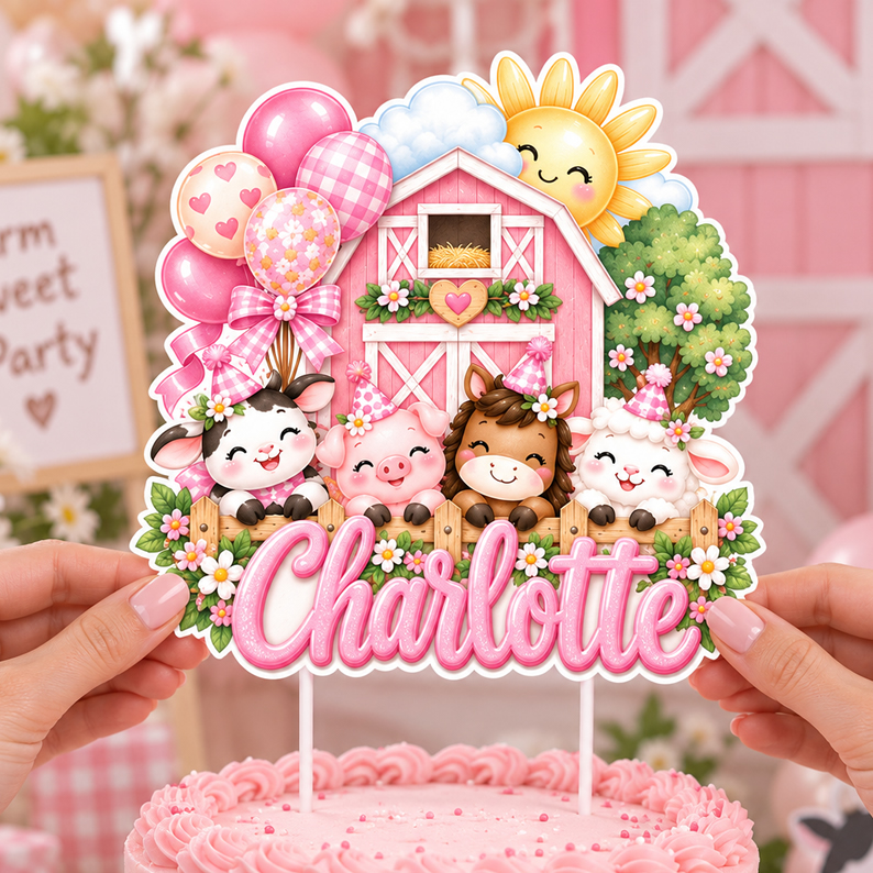 Personalized Farm Cake Topper