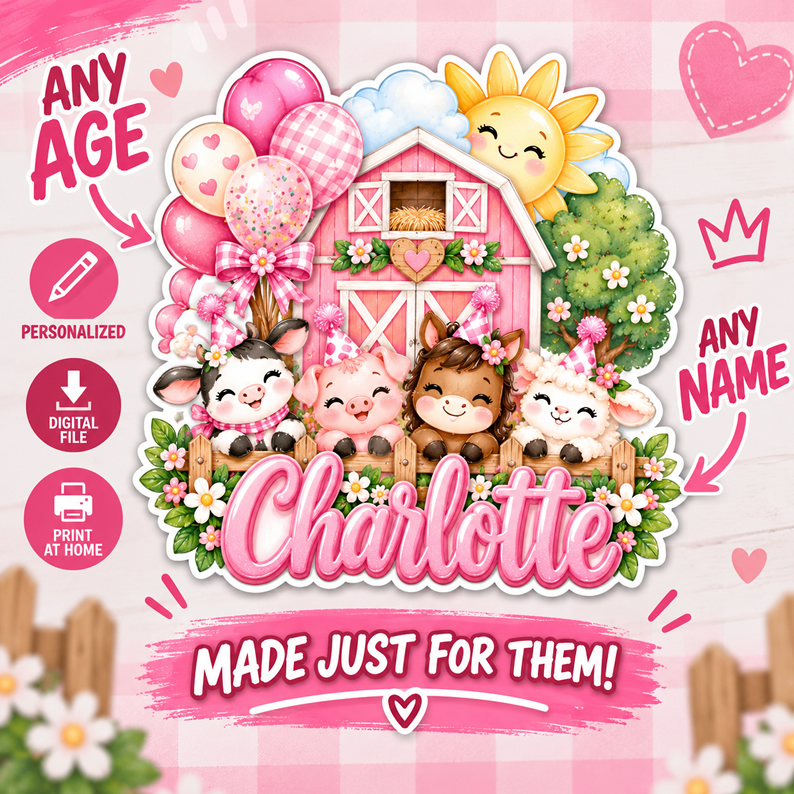 Personalized Farm Cake Topper