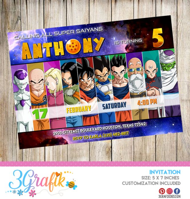 Dragon Ball Z – Invitation – Printable