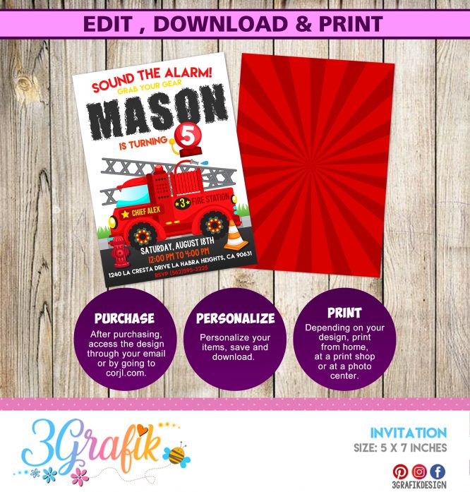 FireTruck Invitation