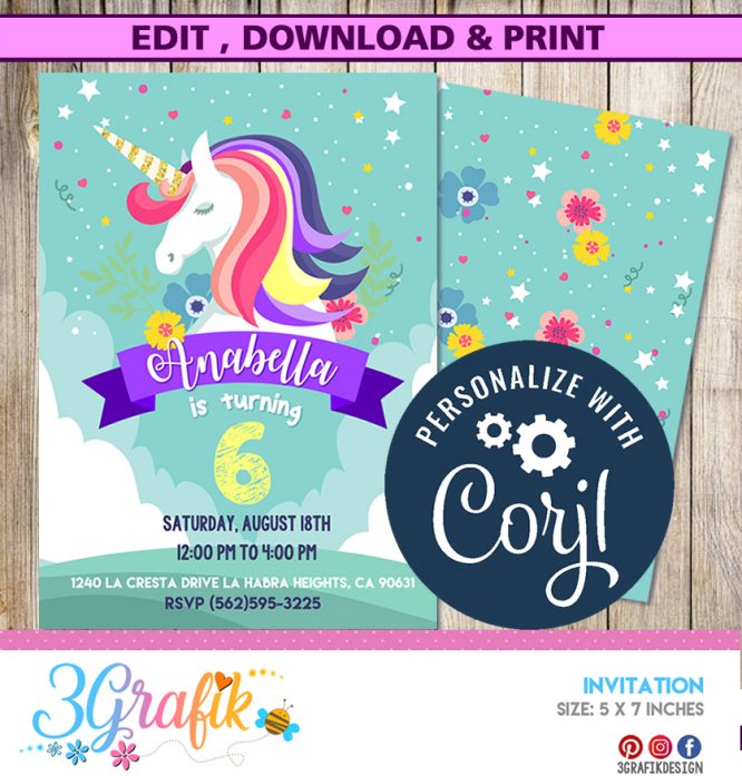 Unicorn Invitation Template