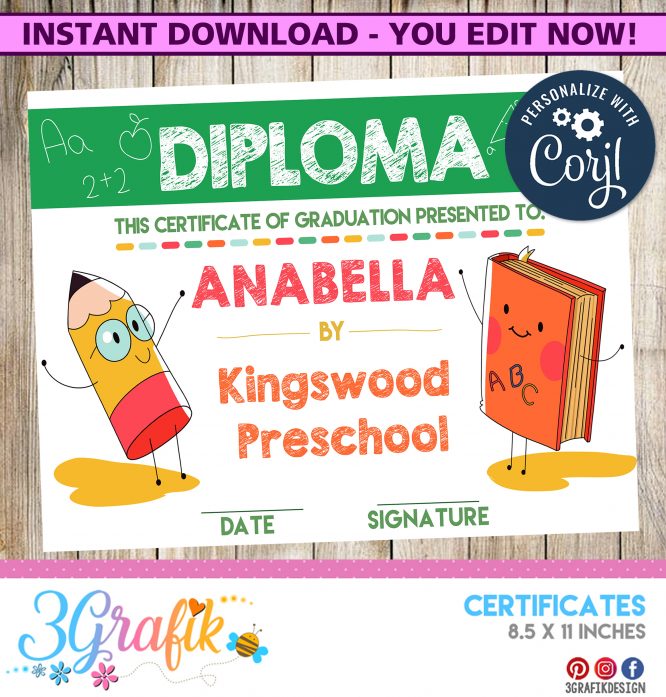 Preschool – Digital Template Certificate