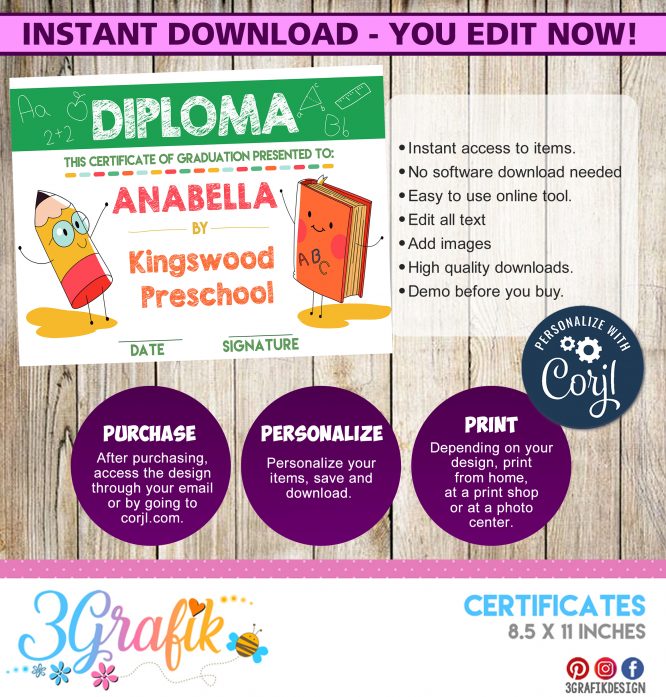 Preschool – Digital Template Certificate