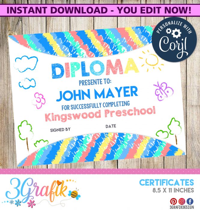 Preschool – Digital Template Certificate