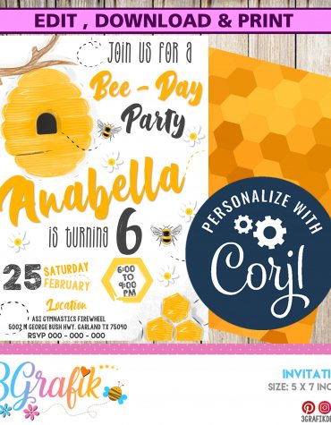 Honey Bee Birthday Invitation