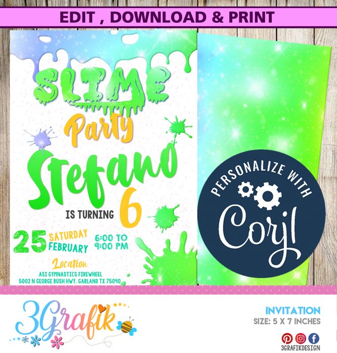 Slime Birthday Invitation