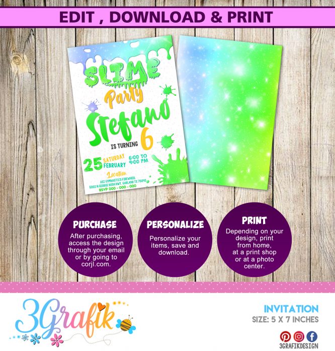 Slime Birthday Invitation