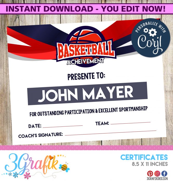 Basketball Certificate