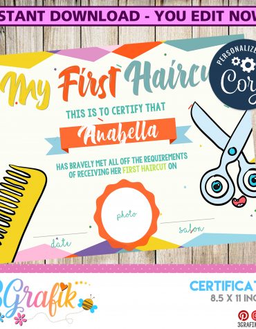 My First Haircut Orange Certificate 