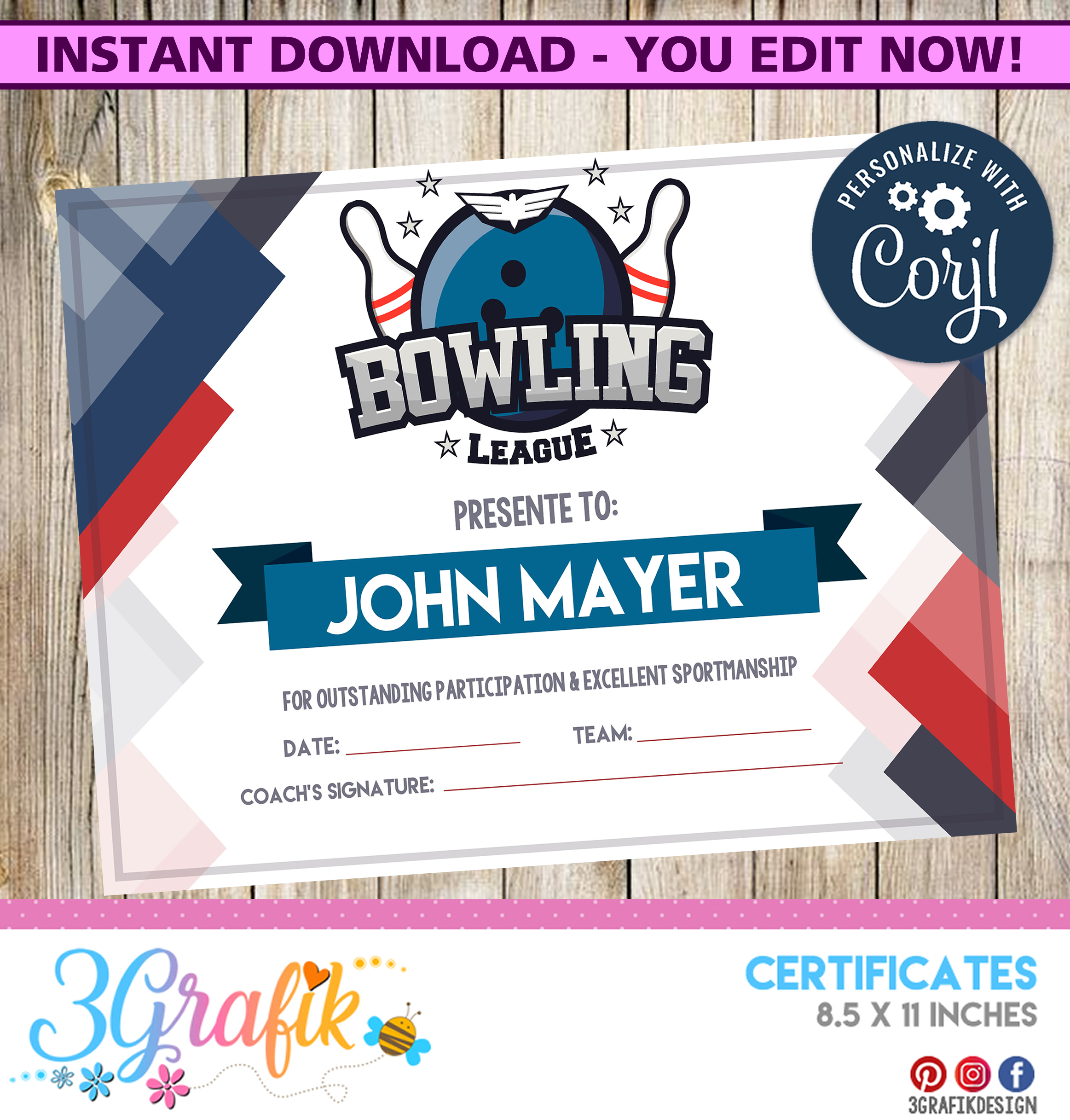 ▷ Bowling Certificate: party supplies  Awards in 20grafik.com For Swimming Award Certificate Template