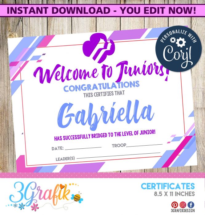 Welcome to Juniors – Digital Template Certificate
