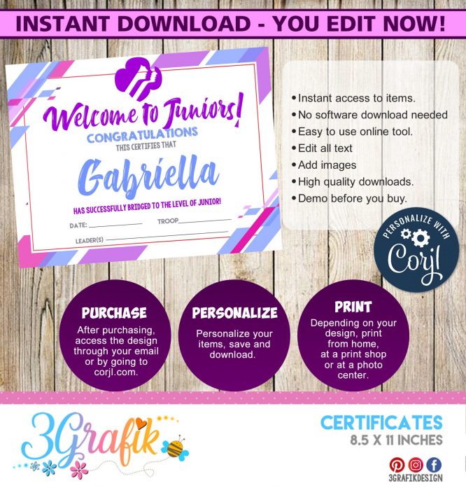 Welcome to Juniors – Digital Template Certificate