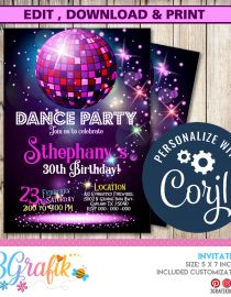 Disco Dance Party Invitations