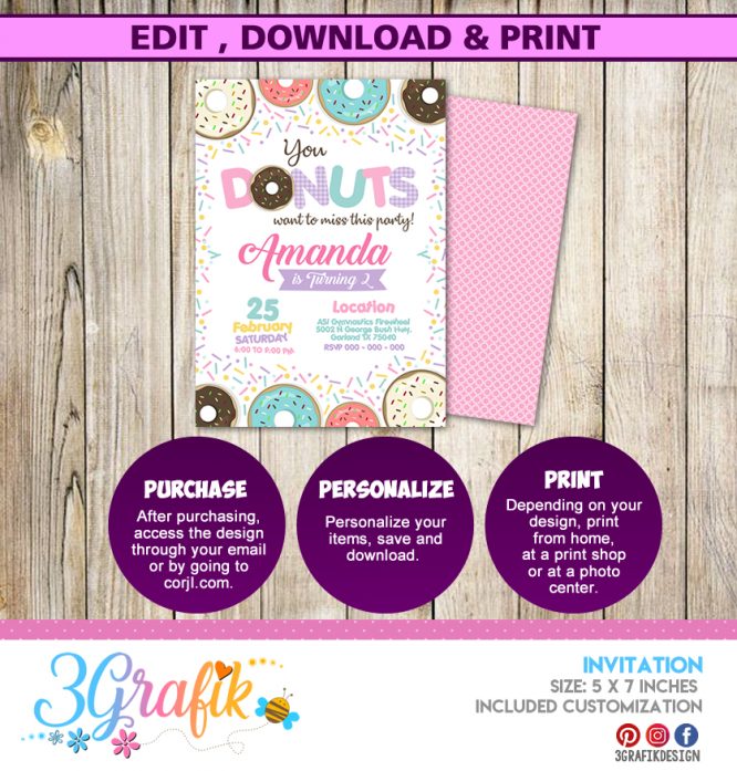 Donuts Invitation printable