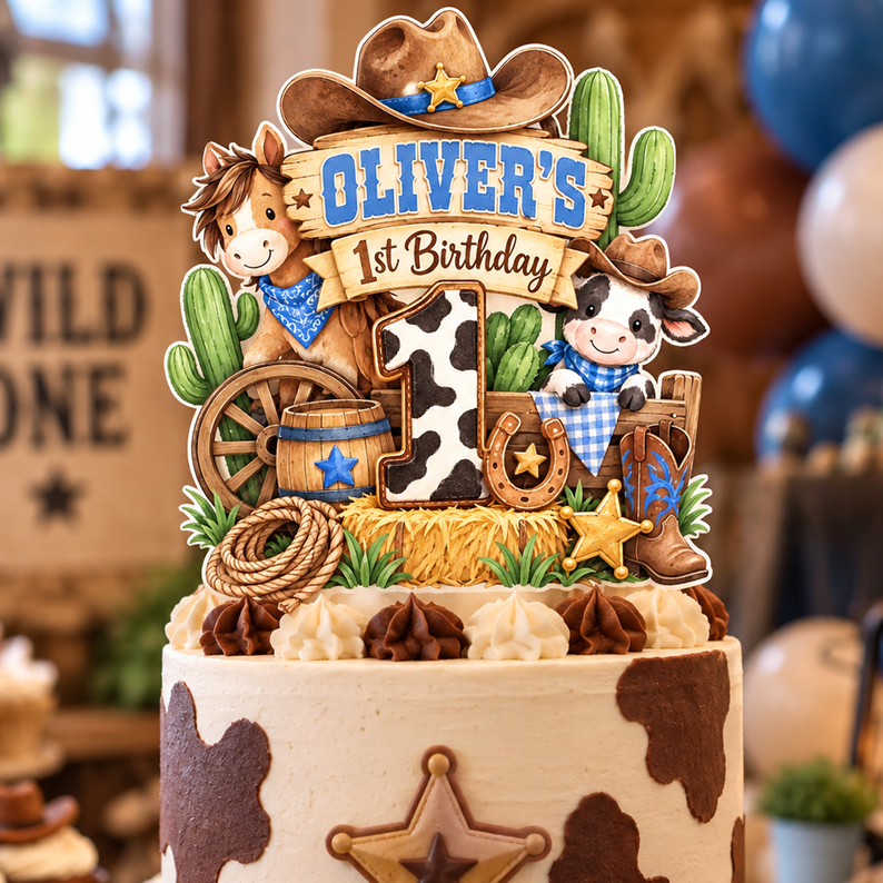 Cowboy Birthday Cake Topper