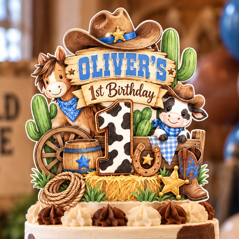 Cowboy Birthday Cake Topper