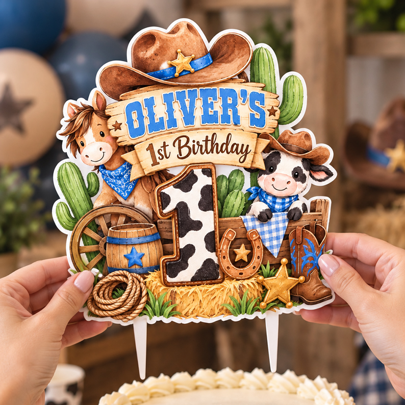 Cowboy Birthday Cake Topper