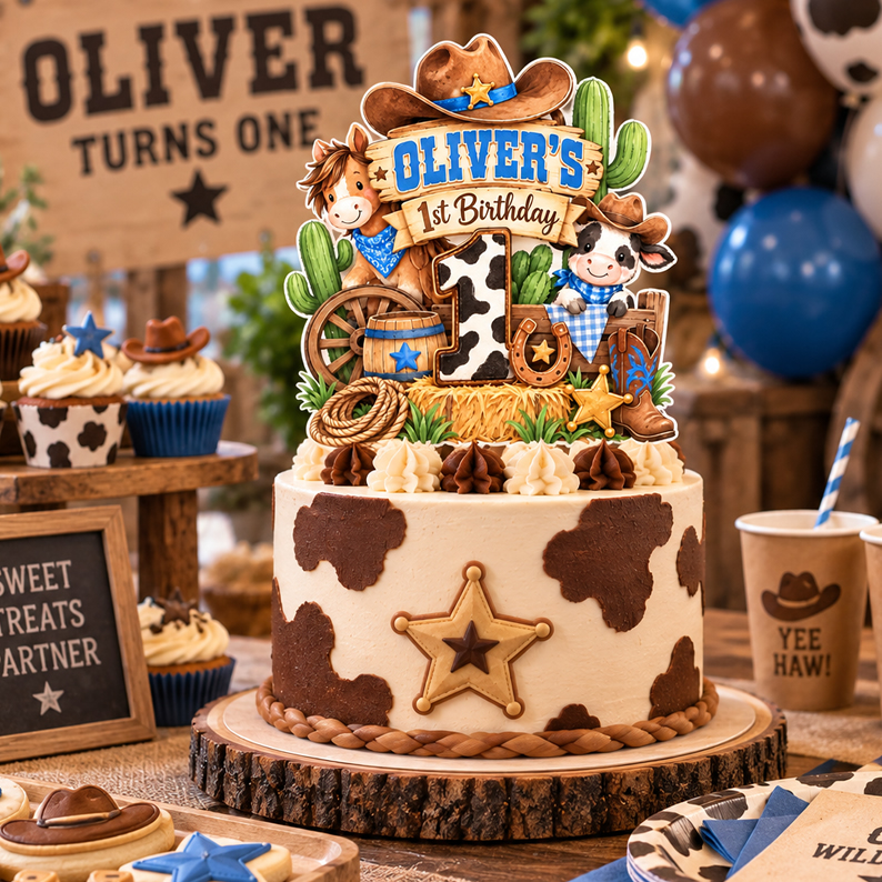 Cowboy Birthday Cake Topper