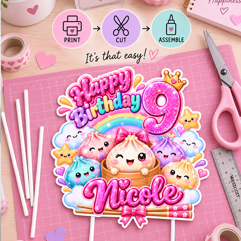 Personalized Dumpling Cake Topper