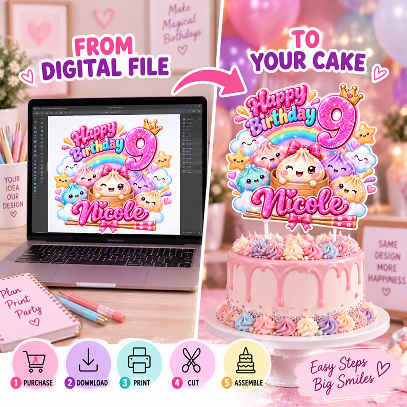 Personalized Dumpling Cake Topper