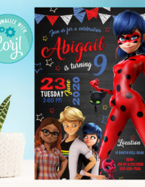 Miraculous Ladybug Birthday Invitation